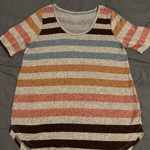Maurices 24/7 Heather Gray Multicolor Striped Top